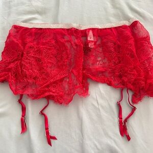 Victoria's Secret Vibrant Red Lace Garter Skirt